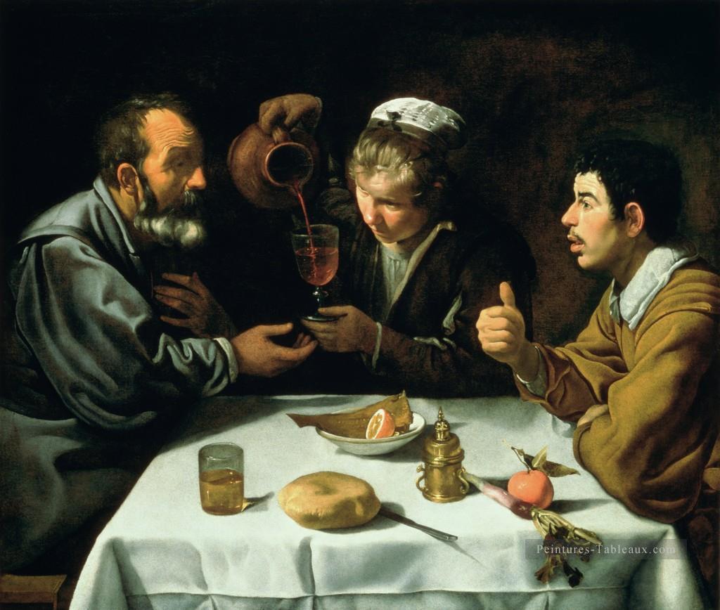 Les paysans à la table Diego Velázquez Peintures à l'huile
